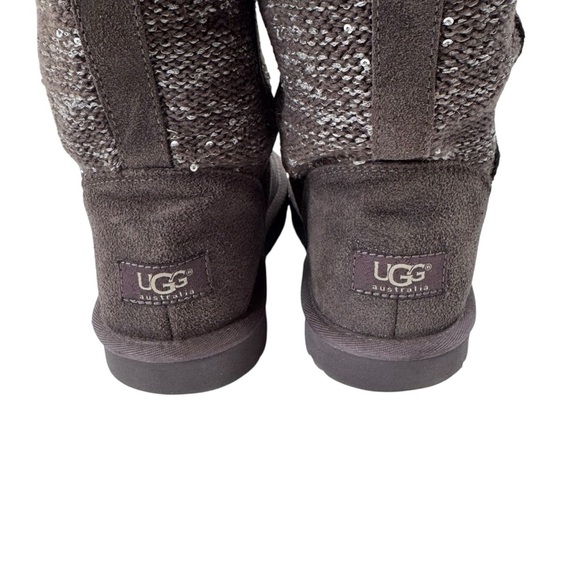 UGG Australia Camaya Leather Suede Sweater Boot Sequins Mid-Calf Gray Size 7 - Picture 8 of 16